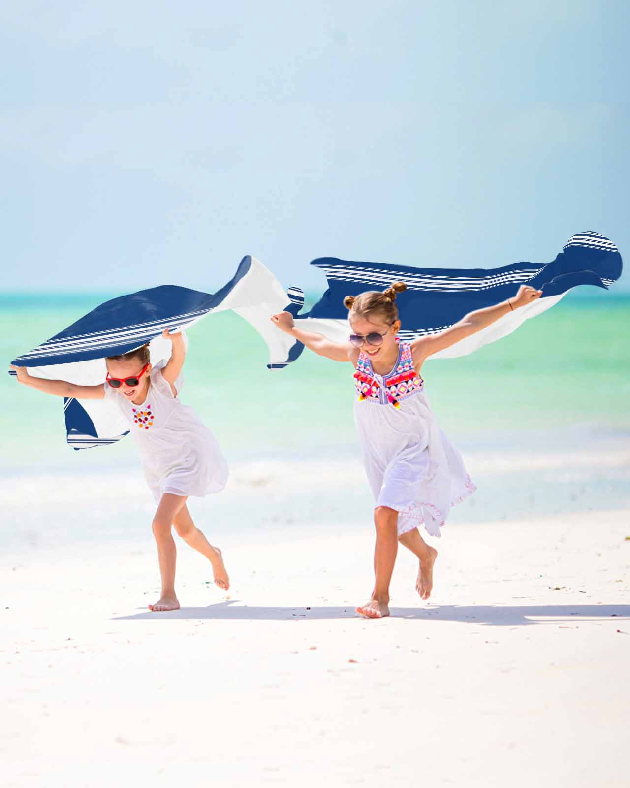 Blue Striped Beach Towels Oversized Super Absorbent, Farmhouse Blue White Stripes Lightweight Bath Towel Quick Dry Sets For Bathroom/Pool/Rv Camping/Beach Play/Gym Room/Picnic 30"x60"