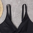 thumbnail image 3 of Traje de baño para mujer Color Block V Neck Bikini Sets para niña (XXL Black and Stripe) FLhrweasw Para estrenar, 3 of 8