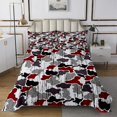 thumbnail image 1 of Erosebridal Gray Red Camouflage Coverlet Set Queen, Modern Geometric Bedding Set, Military Theme Room Decor 3 Pieces, 1 of 5