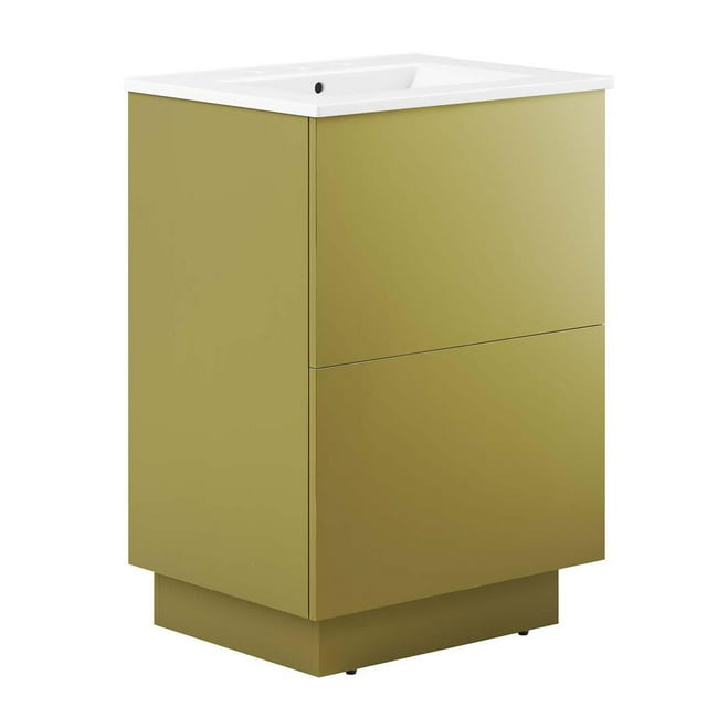 Modway Quantum Meuble-Lavabo de Salle de Bain 24 Pouces en Or Blanc