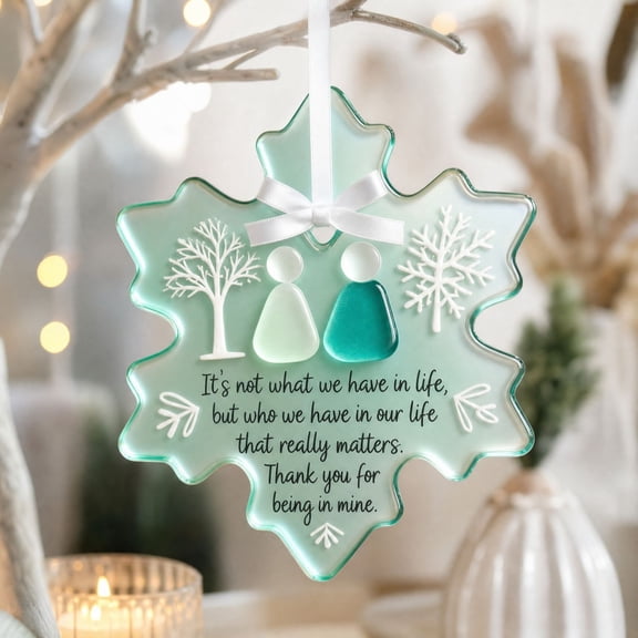 Friendship Ornament, Acrylic Snowflake Pendant, Christmas Keepsake Decor, Warm Inspirational Quote and Sturdy Clear Build for Christmas Trees, Home Displays and Holiday Gift Giving.