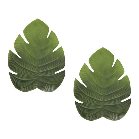 Fennco Styles Green Monstera Leaf Placemats 14.5" W x 18" L , Set of 2 – Tropical Palm Leaves Table Mats for Home, Dining Room, Banquet, Family Gathering, Holiday and Special Occasion
