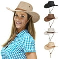 thumbnail image 2 of BadPiggies Cowboy Hat for Men and Women, Wide Brim Roll Up Western Fedora Hats with Adjustable String, 2 of 8