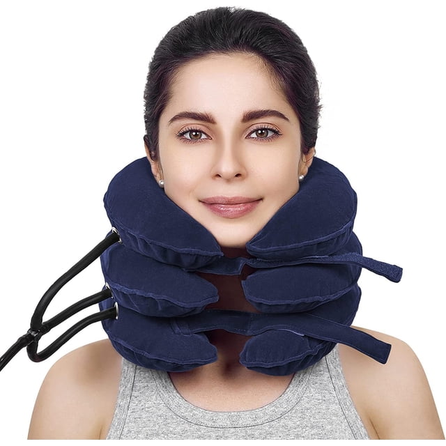 Inflatable Neck Stretcher for Tailored Comfort and Control, Cervical Neck Traction Device with Elastic Support, Portable and Lightweight, Ideal for Business Trips