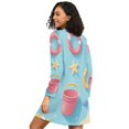 thumbnail image 2 of FORMRS Womens Long Sleeve Nightgowns Crew Neck Sleep Shirt Soft Pajamas Sizes S-3XL, Pink Beach Toys Pattern, 2 of 8