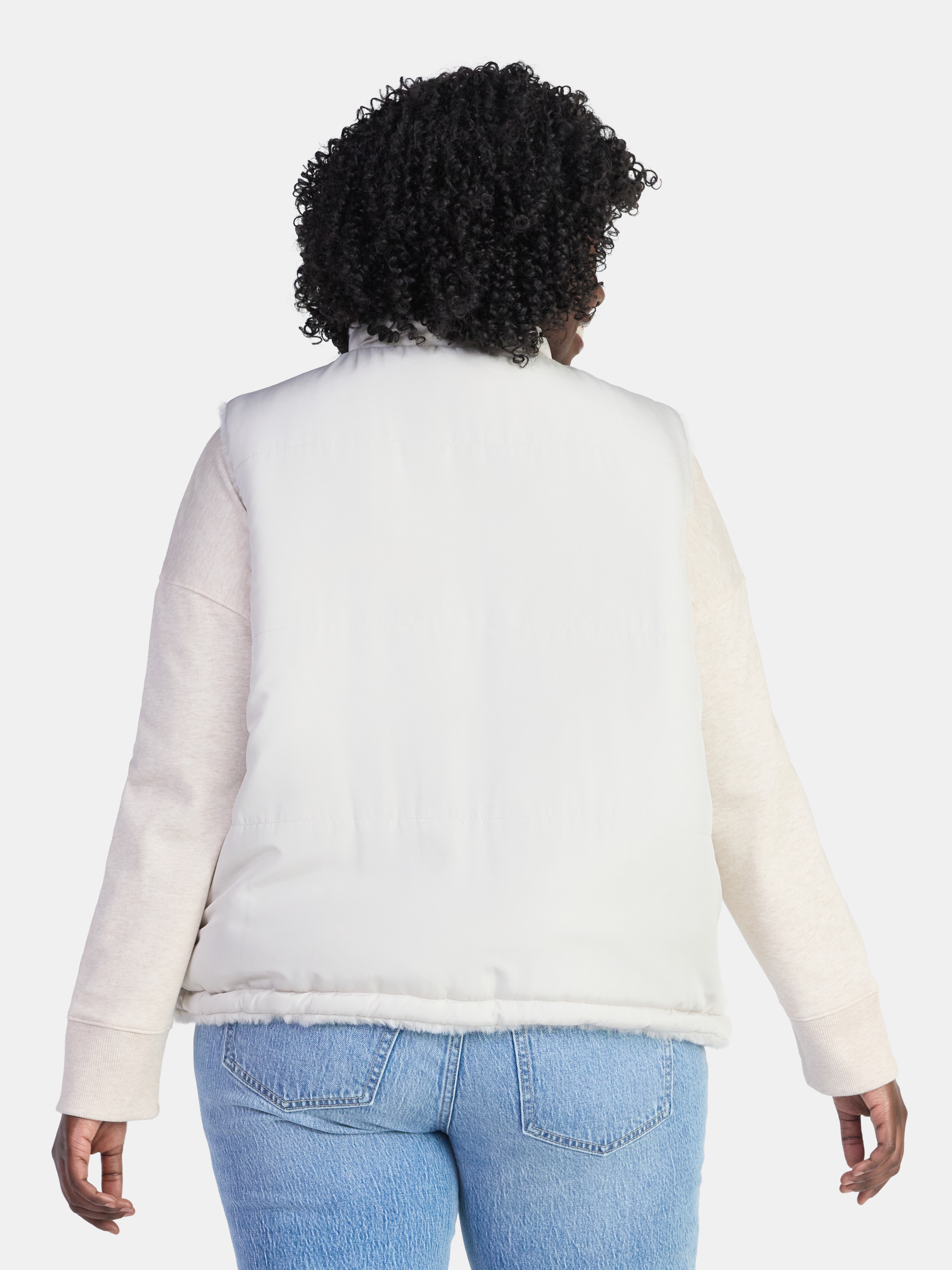 Time and Tru Women's and Women's Plus Faux Fur Reversible Vest, Sizes XS-2X