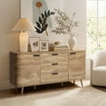 thumbnail image 3 of LuxenHome Natural Oak Manufactured Wood 2-Door and 3-Drawer 59.1-Inch Wide Sideboard Cabinet, 3 of 13