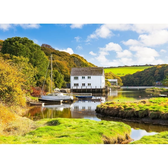 1000-Piece Premium Puzzle for Adults: Gweek Village England Coastal Landscape - Dust-Free Serene British Seaside Art for Home Decor