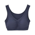 thumbnail image 2 of YUTK Womens Bras Comfortable - Women's Solid Color Seamless Underwear without Steel Rims Detachable Chest Sagging Wave Pattern Bra Navy Xl, 2 of 7
