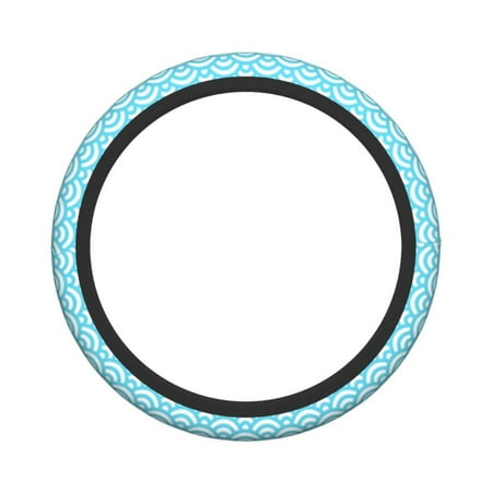 XMXY Car Steering Wheel Cover, Waves Ocean Blue Texture Non-Slip Jeep Truck Universal Elastic Steering Wheel Protector 15 inch