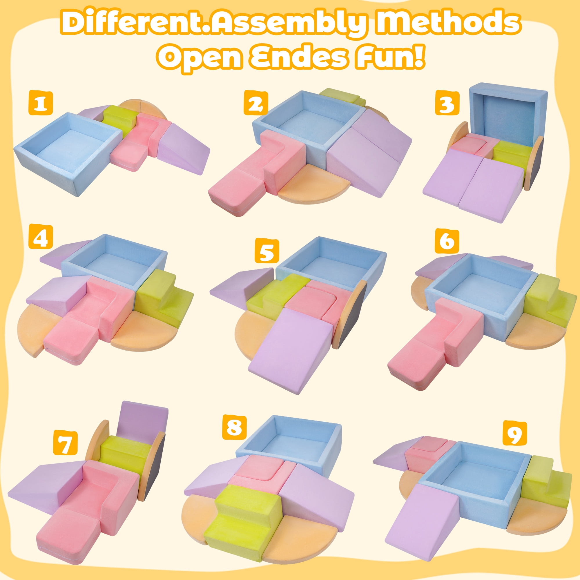 Yexmas 7-Piece Climbing Toys Soft Foam Set with Ball Pit,Indoor Play Gym Set for Toddlers