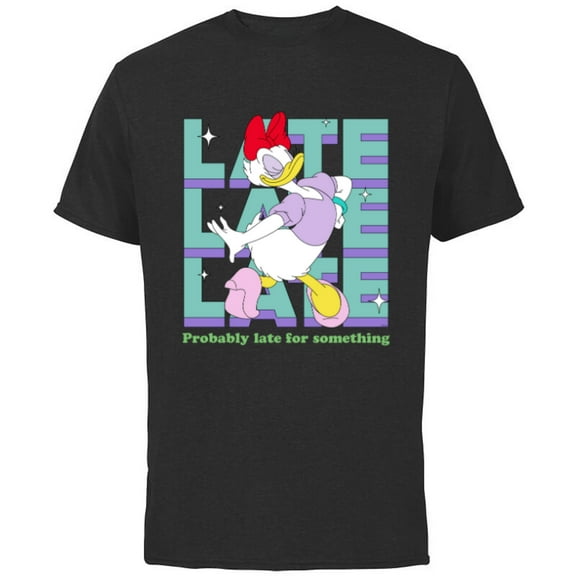 Disney Daisy Duck Probably Late for Something Funny - Short Sleeve Cotton T-Shirt for Adults - Customized-Black