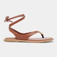 thumbnail image 3 of XYD Women Metal Ornament Round Toe Thong Sandals Ankle Wrap Lace Up Flat Shoes Comfortable Casual Flip Flops Size 4 Brown, 3 of 4