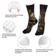 thumbnail image 3 of Fuzoiu Vintage Gold Leaf Skull Print Crew Socks,Casual Athletic Gym LightWeight Thin Socks,Casual Crew Socks for Men Woman,Calf Length Crew Socks, 3 of 7