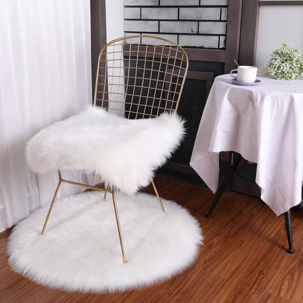 Fluffy Chair Cover Seat Cushion Pad Faux Fleece Fur Area Rug Carpet Home Decor 