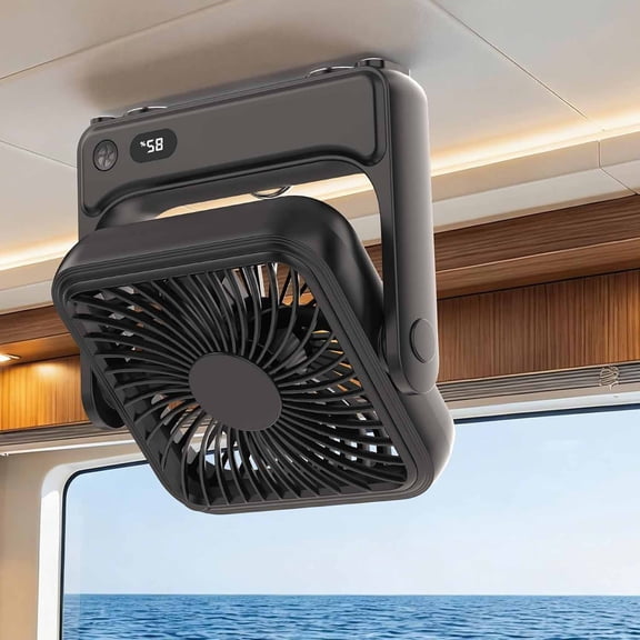 SUTAU Magnetic Travel Fan Cruise Approved Fan, 5000Mah Rechargeable Portable | 4-Speed Quiet Operation with Hook for Cruise Ship Cabin Cruise Essentials 2026 for Ceiling & Wall (Black)