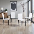 thumbnail image 3 of Tcbosik Dining Chairs Set of 4, PU Leather Upholstered Armless Kitchen Chair with Metal Legs for Living Room, White+Black, 3 of 9