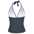 thumbnail image 3 of Hilor Halter Top Swimsuits for Women V Neck Bathing Suit Tops Shirred Tankini Top, 3 of 5