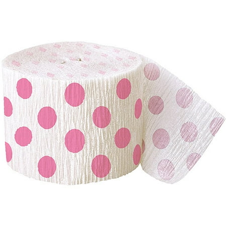 Hot Pink Polka Dot Crepe Paper Streamers, 30ft - Walmart.com
