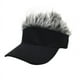 thumbnail image 1 of Zhuge Sombrero para el sol novedoso con peluca con visera, gorra de béisbol ajustable (negro + gris plateado), 1 of 4