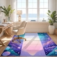 thumbnail image 3 of Design&I 3'x5' Ultra Soft Throw Mat, Purple Mermaid Kawaii Ombre Pearl Bubble Border Scale Cute Starfish None Fluffy Washable Easy Care Indoor rug for Bedside Hallway, 3 of 7