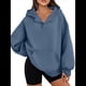 thumbnail image 1 of Sudadera con Capucha de Gran Tamaño con Cuello en V y Abertura para el Pulgar para Mujer, Estilo Y2K, Moda de Otoño. Azul Profundo L, 1 of 8