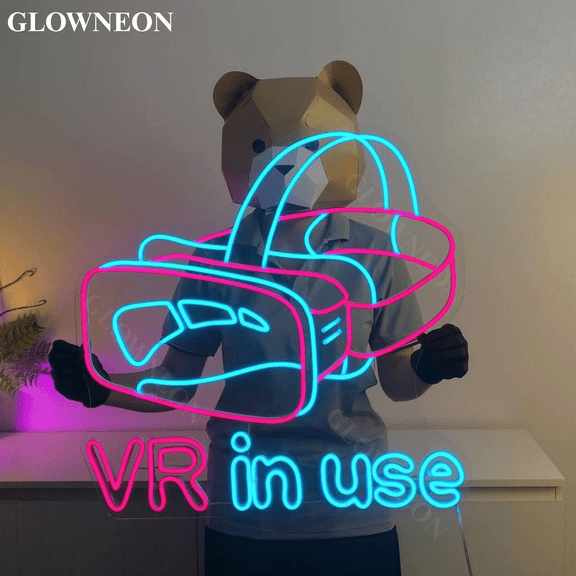 GLOWNEON VR LED Light Sign, Gaming Room Neon Decor, Virtual Reality Wall Art