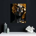 thumbnail image 4 of ONETECH African American Canvas Wall Art Black Women Gold Picture Prints Abstract Gold Rose Paintings for Bathroom Living Room Decor Frame (African Girl 16x20in), 4 of 4