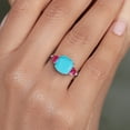 thumbnail image 4 of Gem Stone King 3.86 Ct Cushion Green Turquoise Red Created Ruby 10K White Gold Ring (Size 9), 4 of 6