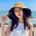 thumbnail image 3 of Women Fisherman Hat Solid Color Decorative Lightweight Vinyl Portable Hear Isolation Layer Hollow Out Big Brim UV Protection Women Beach Hat Outdoor Supply, 3 of 8