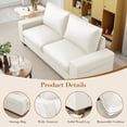 thumbnail image 5 of Poshby 88.58''W Faux Leather Sofa 3 Seater Couch with Side Pockets, Wide Arms for Living Room, White, 5 of 8