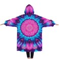 thumbnail image 2 of Oversized Wearable Blanket Hoodie,Colorful Tie Dye Mandala Pattern Sherpa Blanket Hoodie with Super Pockets,Super Warm Fuzzy Pullover for Women & Men, 2 of 6