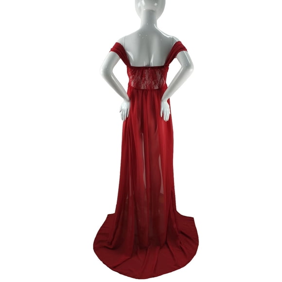 ziyahi Maternity Photography Dress Off Shoulder Chiffon Gown Front Maxi Pregnancy Long Dresses Women Photoshoot Prop Shoot Red S
