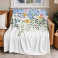 thumbnail image 4 of Watercolor Boho Flowers Throw Blankets, Eucalyptus Leaves Soft Fleece Blanket Decorative for Home Sofa Couch Chair Living Bedroom, 60x80 inches, Blue Green, 4 of 9