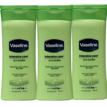 3 Pack Vaseline Intensive Care Aloe Soothe Lotion for Dry Skin, 100ml