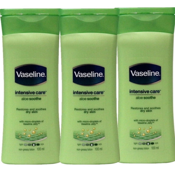 3 Pack Vaseline Intensive Care Aloe Soothe Lotion for Dry Skin, 100ml