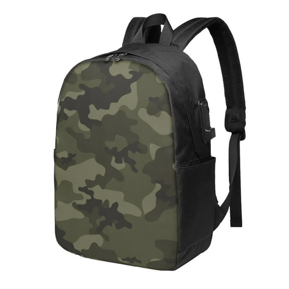 17 Inch Laptop Backpack Adult Travel Daypack College Work Bag Computer Bagpack With Usb Charging Port Army Camouflage Pattern