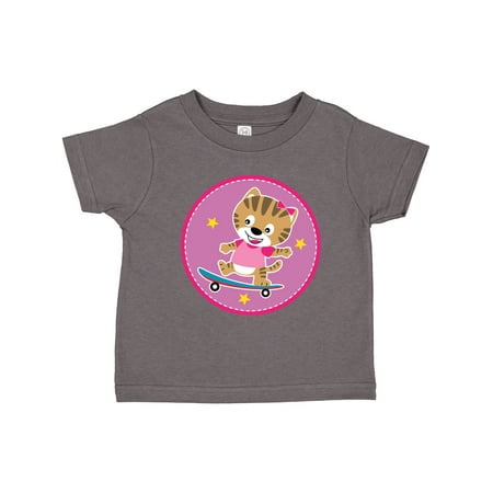 

Inktastic Skateboarding Cat Girls Skateboarder Gift Toddler Toddler Girl T-Shirt