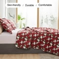 thumbnail image 3 of Green Essen Floral Quilt Sets Queen/Full Size Christmas Quilt Set Lightweight Microfiber Bedspreads Red Flower Coverlet, 1 Quilt & 2 Pillow Shams, 3 of 9
