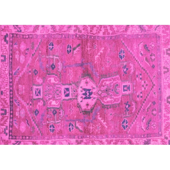 Ahgly Company Indoor Rectangle Abstract Pink Modern Area Rugs, 7' x 9'