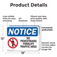 thumbnail image 2 of (2 Pack) No Pedestrians Forklift Traffic Only OSHA Notice Sign 18 Inch X 12 Inch Plastic Sign, Weather Resistant, UV Protected for Workplace, Business, and Construction Site, Made in, 2 of 8