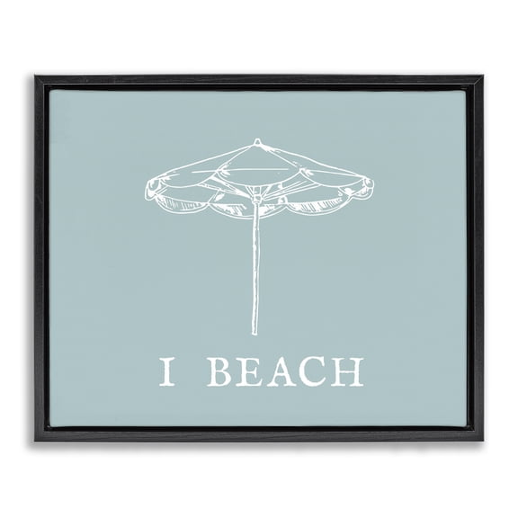 Stupell Industries Tropical I Beach Phrase with Umbrella Black Floating Frame Canvas Art, 21 x 17, by Lil' Rue