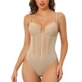 thumbnail image 1 of Allegra K Justaucorps à Panneau en Maille pour Femmes Combinaison justaucorps Sculptant Shapewear String avec Bretelles Réglables TTG Beige, 1 of 4