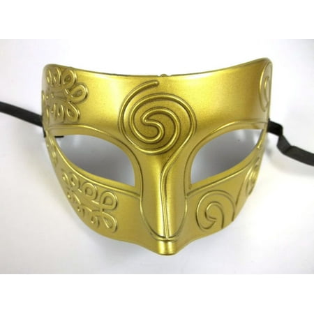 Bright Gold Roman Greek Men Venetian Mardi Gras Party Masquerade Mask