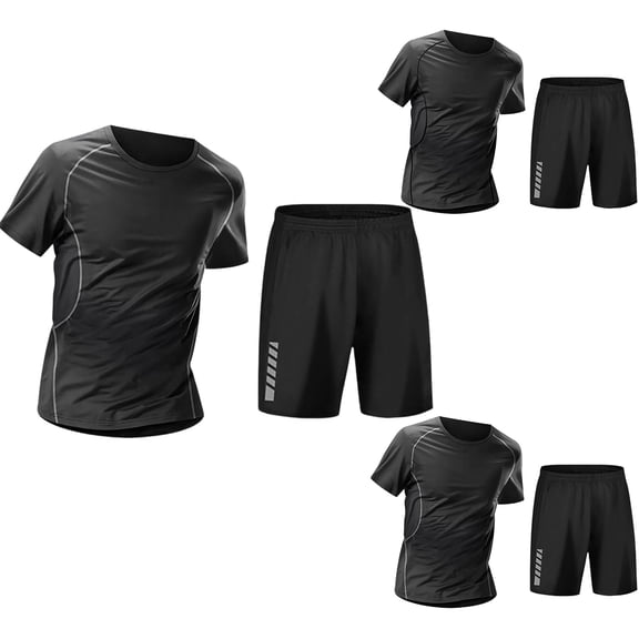 Dianli Men's Fitness Sports Set, Dry Shirt with High Elasticity Running Training Top and Athletic Pants, Quick-Dry Two Piece Outfit, Comfortable Cycling Suit for Spring Summer Sports Pink M