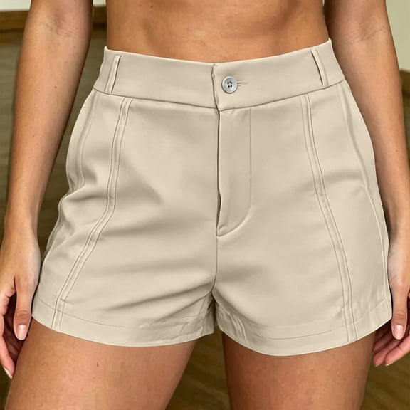 Binmer Women's Breathable Shorts with Side Pockets ,Lightweight Everyday Shorts Beige,Women's Plus L