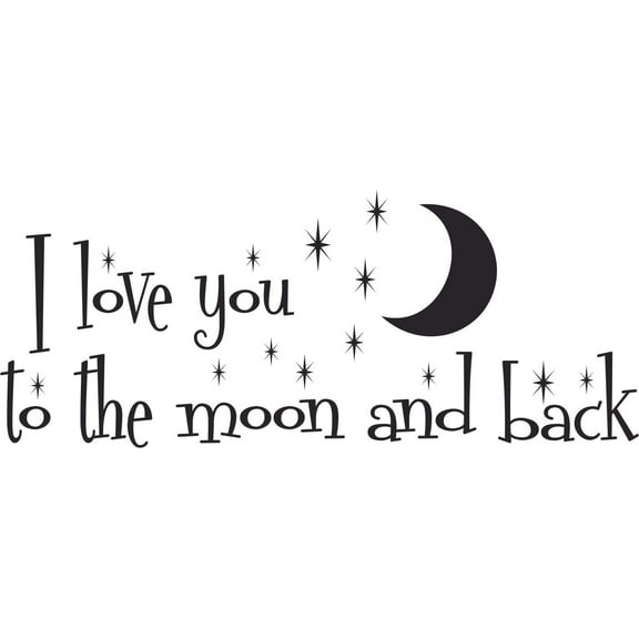 To The Moon and Back Love Quote Customized Wall Decal - Custom Vinyl Wall Art - Personalized Name - Baby Girls Boys Kids Bedroom Wall Decal Room Decor Wall Stickers Decoration Size (8x10 inch)