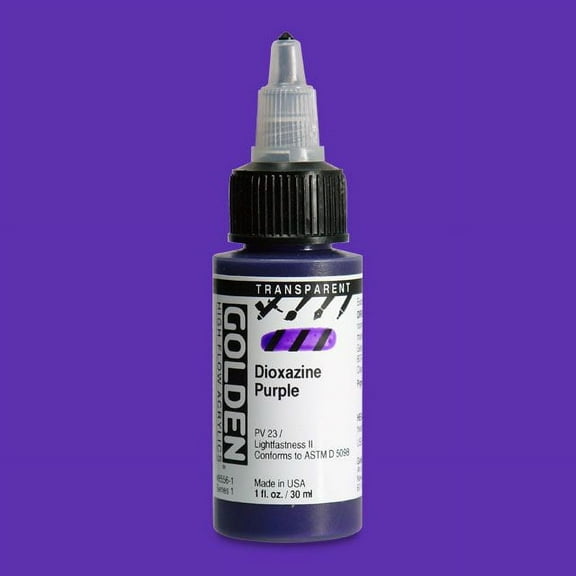 Golden High Flow Acrylic Paint - Transparent Dioxazine Purple, 1 Oz