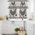 thumbnail image 3 of Farm Animals Kitchen Curtains Valances and Tiers Set of 3 Star Hen Linen Texture Black Plaid Vintage Tier Curtains and Valance with Rod Pocket for Small Windows, 27.5"x36", 3 of 9