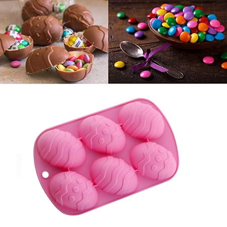 

6-grid Egg Silicone Chocolate Mold Large Easter Egg Rabbit Mold For Cocoa Bombs & Breakable Egg Chocolate Shells